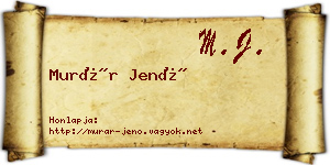 Murár Jenő névjegykártya